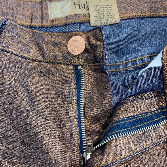 HYBRID & COMPANY METALLIC BRONZE JEANS SIZE 13 Jr - Picture 6 of 8